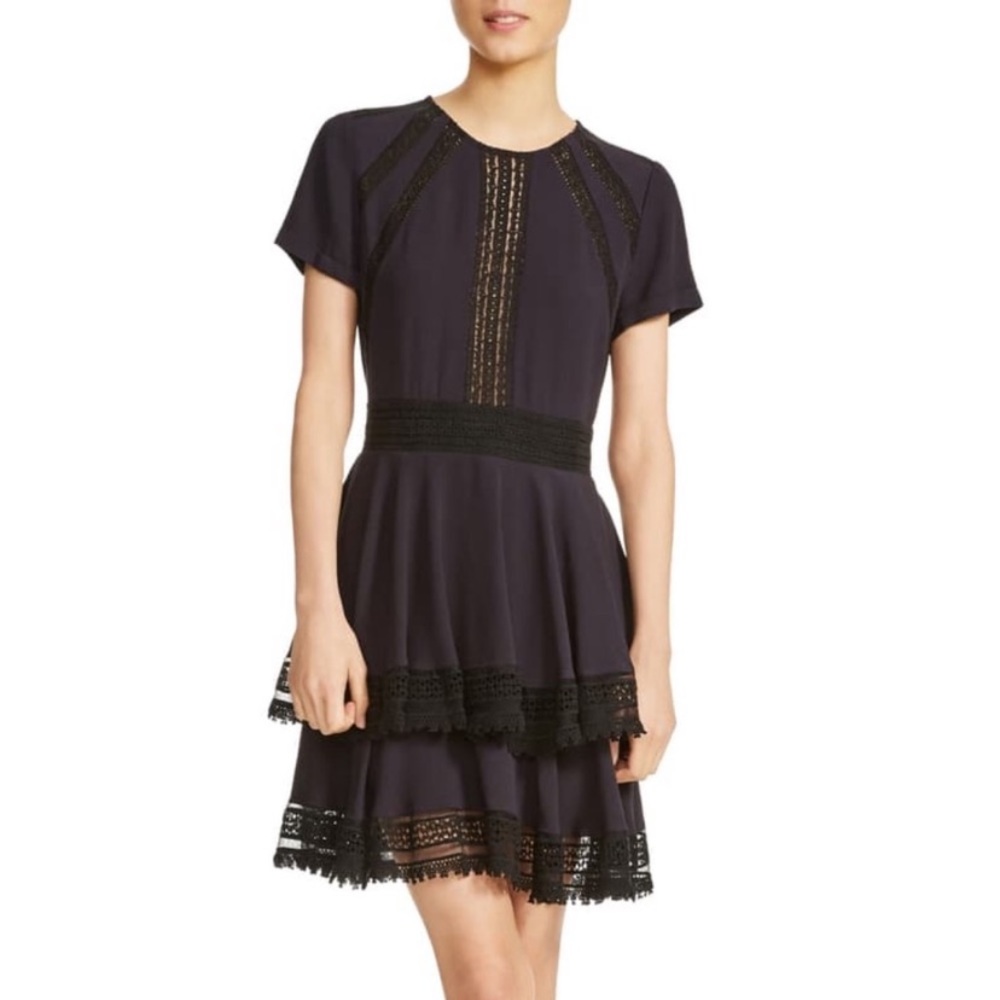 New Maje Raglia Crepe and Lace Dress